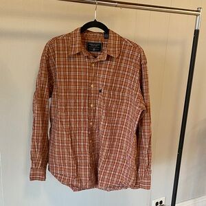 American Eagle Outfitters Men's Orange Checkered Shirt